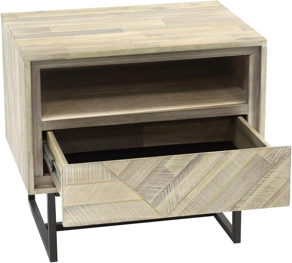 Armen Living Peridot 1-Drawer Modern Wood Night Stand in Natural