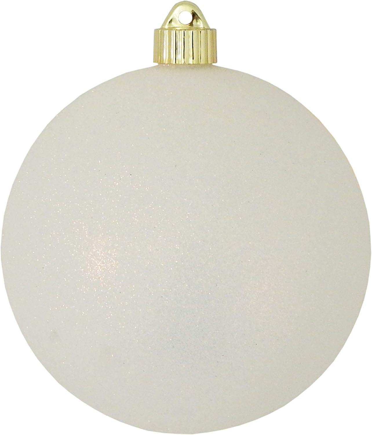 Christmas By Krebs Ornament, Commercial Grade Indoor and Outdoor Shatterproof Plastic, Water Resistant Ball Ornament Decorations (Snowball White Glitter, 6 inch (150mm))