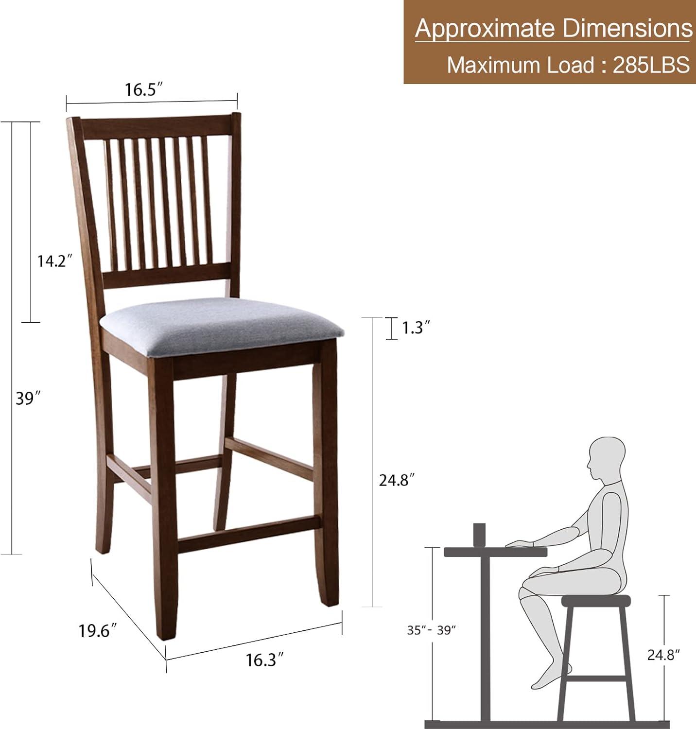 Swick 18" Wide Mission Style Wooden Dining Chair with Upholstered Seat