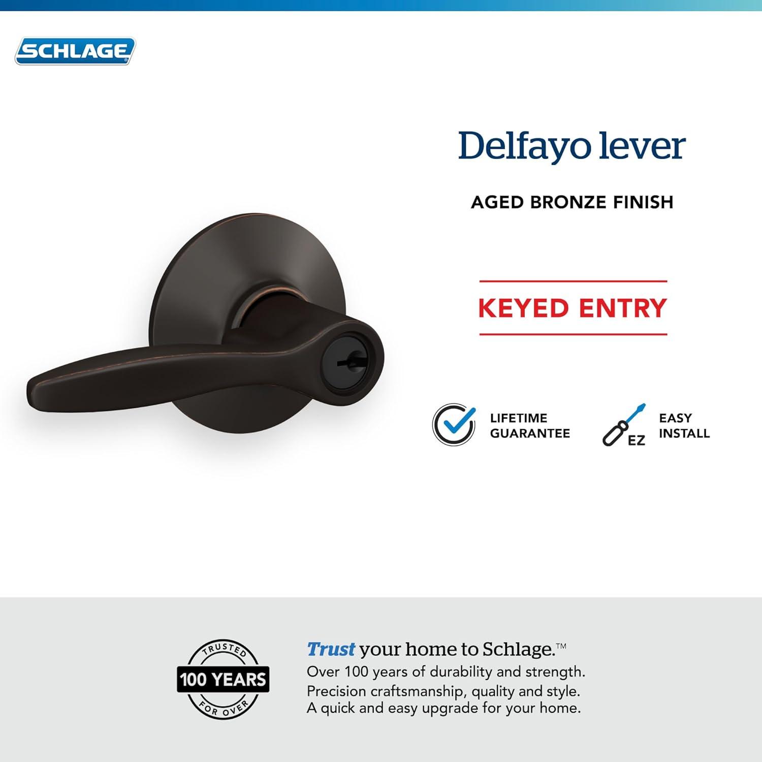 Delfayo Lever Keyed Entry Lock