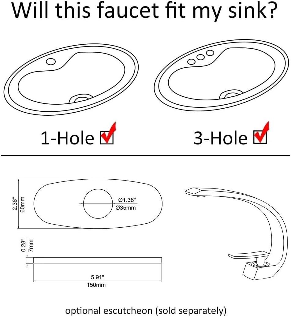 Homary 1-Handle Single Hole Solid Brass Sink Faucet Bathroom Curved Spout with Drain Assembly and Supply Hose Lavatory Mixer Tap, Glossy White