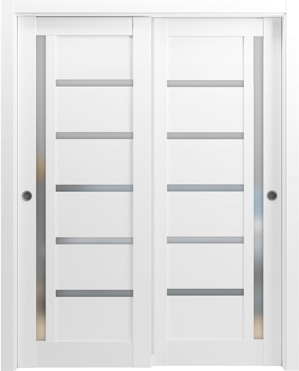 SARTODOORS Quadro Frosted Glass Sliding Closet White Doors