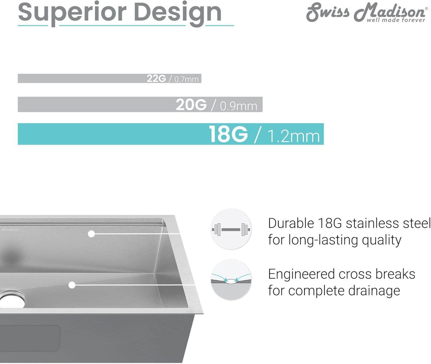 Rivage 45 x 19 Stainless Steel Single Basin Undermount Kitchen Sink