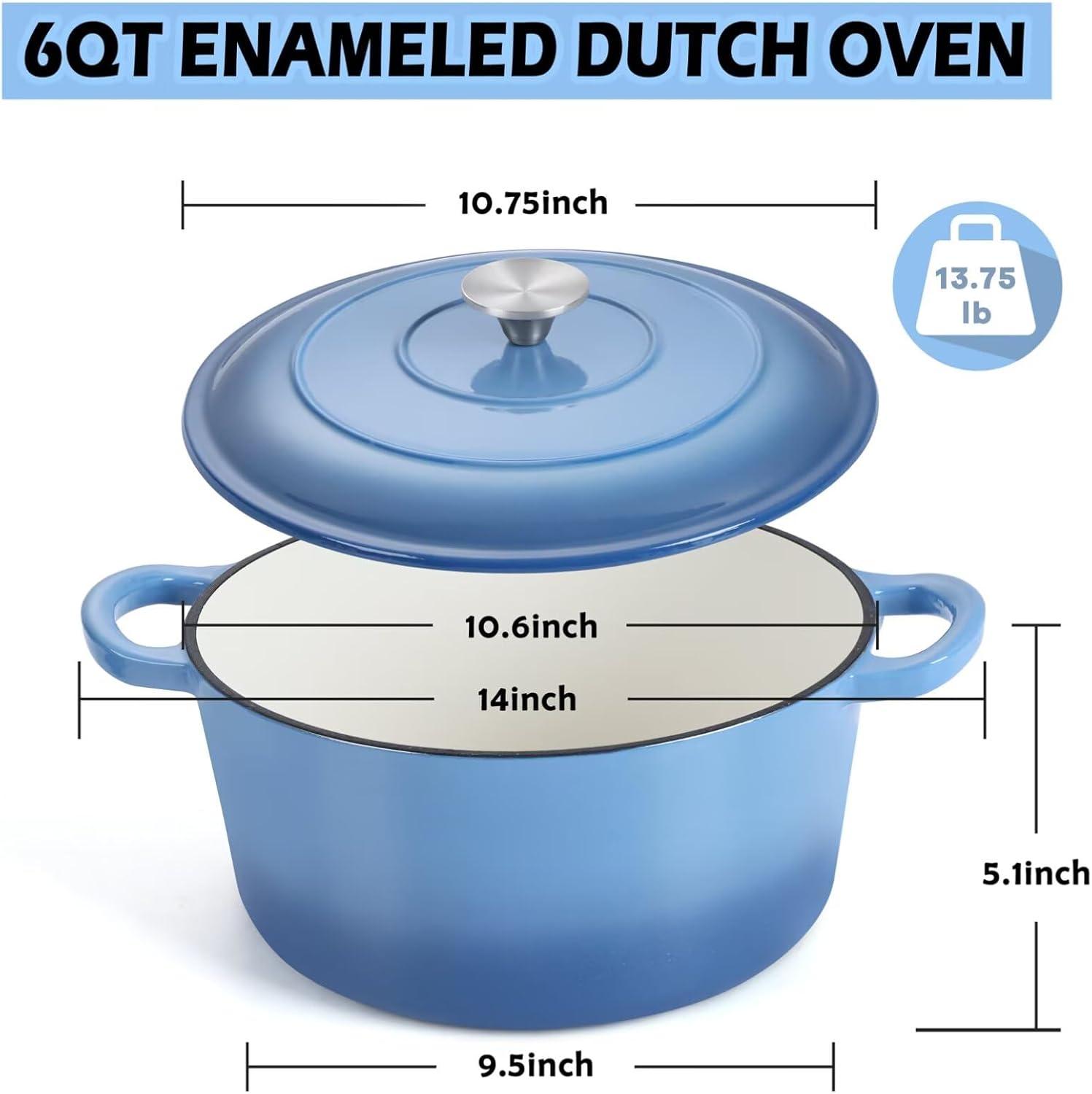 SPECIALTY FLOORING INC Dutch Oven,Enameled Cast Iron Dutch Oven Cooking Pot With Lid & Dual Handles, For Bread Baking Braising Stewing, Heavy Duty & Non Stick, Oven & All Stovetops Safe