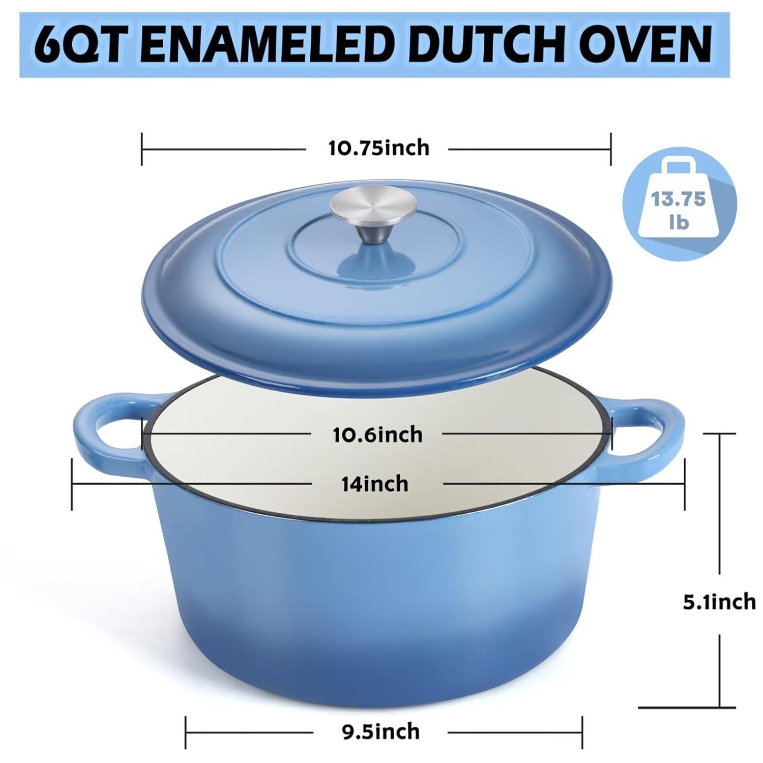 SPECIALTY FLOORING INC Dutch Oven,Enameled Cast Iron Dutch Oven Cooking Pot With Lid & Dual Handles, For Bread Baking Braising Stewing, Heavy Duty & Non Stick, Oven & All Stovetops Safe