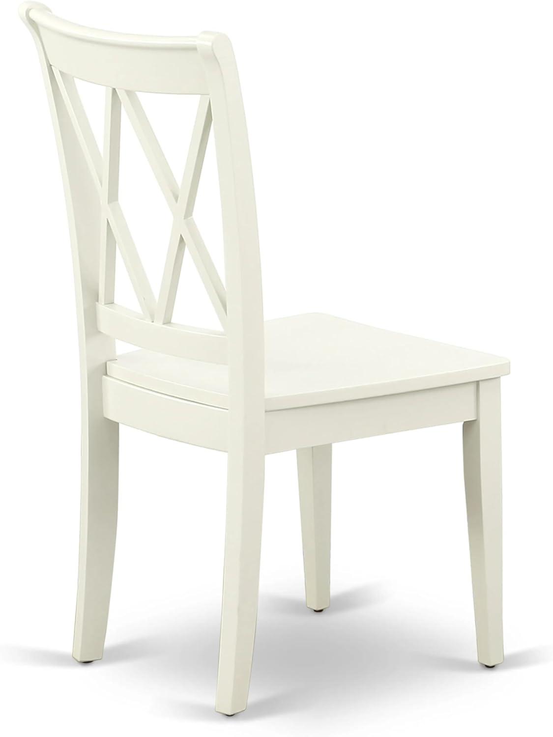 East West Furniture Antique 3-piece Dining Set with X-back Chair in Linen White