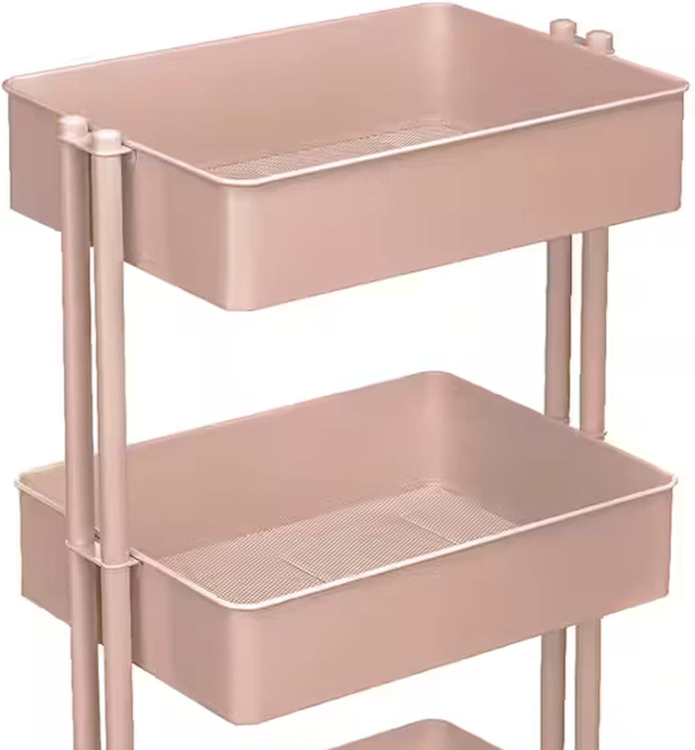 Lexington Rose Gold 3 Tier Rolling Storage Cart by Simply Tidy - Multi-Functional Storage Cart for Home, Office, and Kitchen - 1 Pack