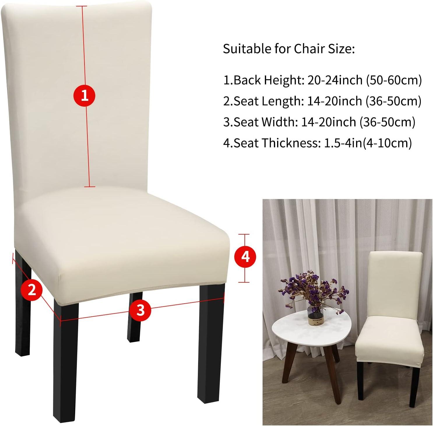 YISUN Dining Chair Covers, Stretch Spandex Chair Seat Cover Removable Washable Parson Chair Cover Kitchen Chair Protector Slipcovers (Beige Light, 6)