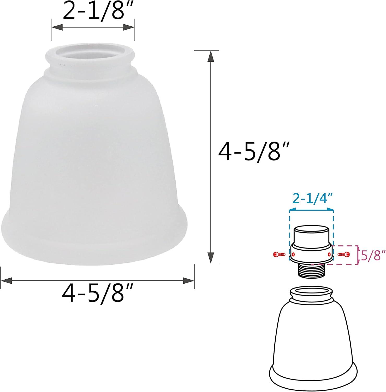 Aspen Creative 23045-4 Transitional Style Bell Shaped Frosted Replacement Glass Shade, 2-1/4" Fitter Size, 4-5/8" high x 4-5/8" diameter, 4 Pack