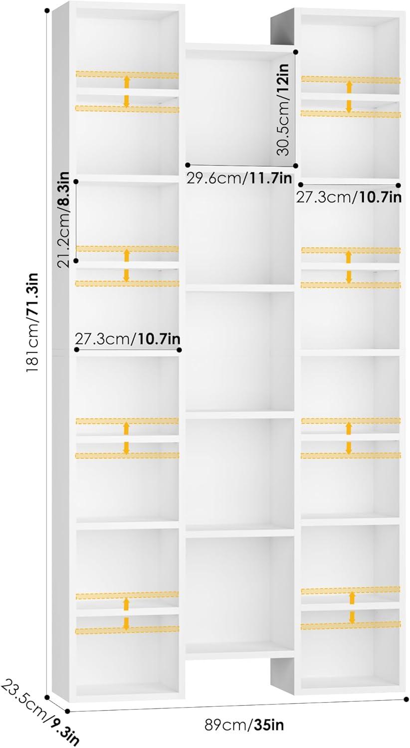 Latitude Run® Triple Wide 8 Tier Media Storage Tower Rack, 71" Tall Bookshelf Black Bookshelf