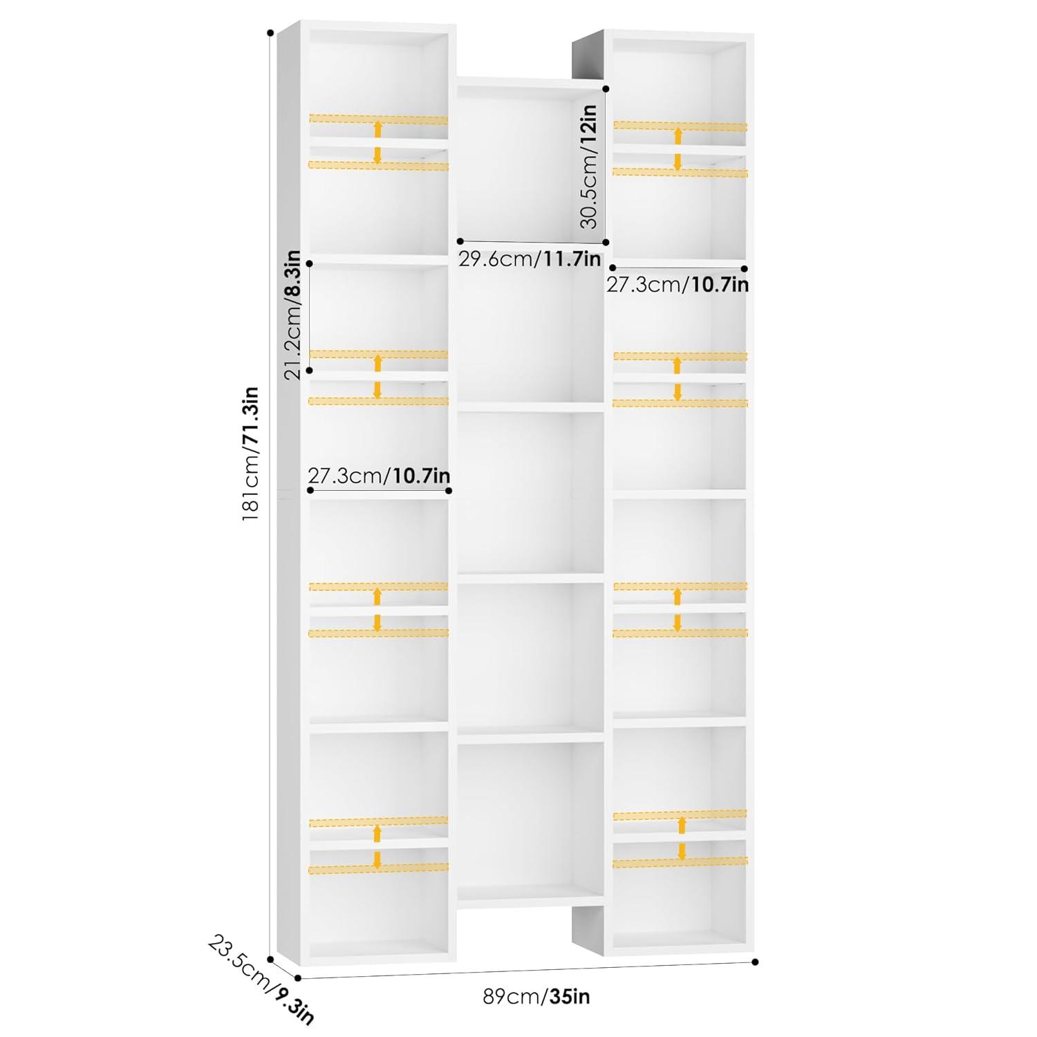 Latitude Run® Triple Wide 8 Tier Media Storage Tower Rack, 71" Tall Bookshelf Black Bookshelf