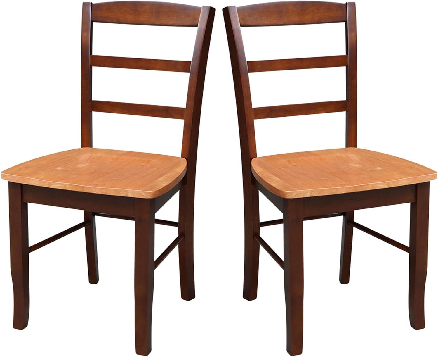 International Concepts Set of 2 Madrid Ladderback Chairs Cinnamon/Espresso: Hardwood Frame, Spot Clean, No Arms