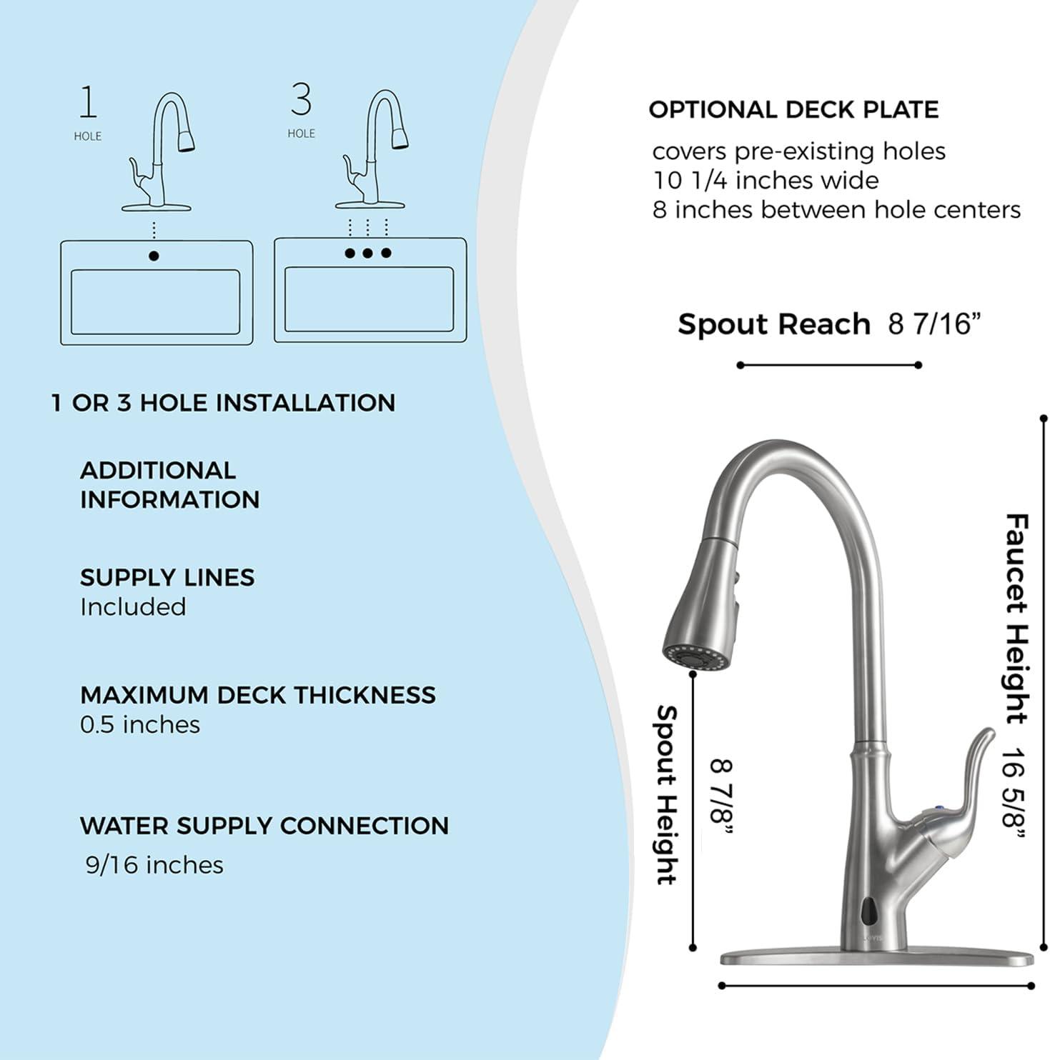 Touch Kitchen Faucet with Touchless Technology, Smart Kitchen Sink Faucet with Pull Down Sprayer, Touch on Activated Kitchen Bar Farmhouse Kitchens, RV, Sinks Faucet (Brushed Nickel)
