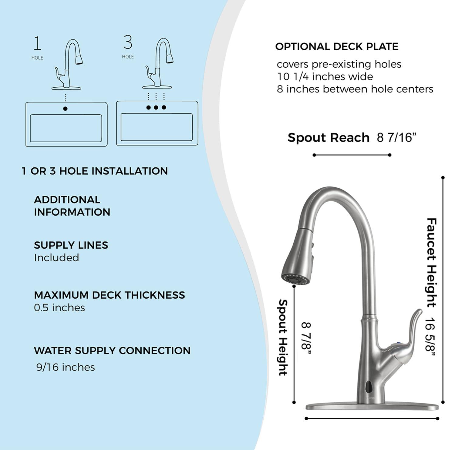 Touch Kitchen Faucet with Touchless Technology, Smart Kitchen Sink Faucet with Pull Down Sprayer, Touch on Activated Kitchen Bar Farmhouse Kitchens, RV, Sinks Faucet (Brushed Nickel)