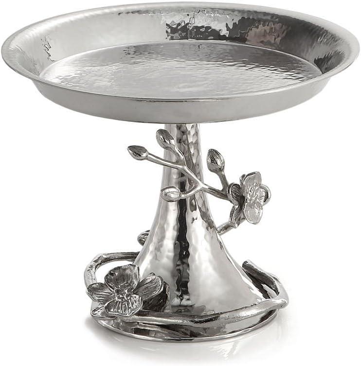 Silver Orchid Round Metal Candy Dish