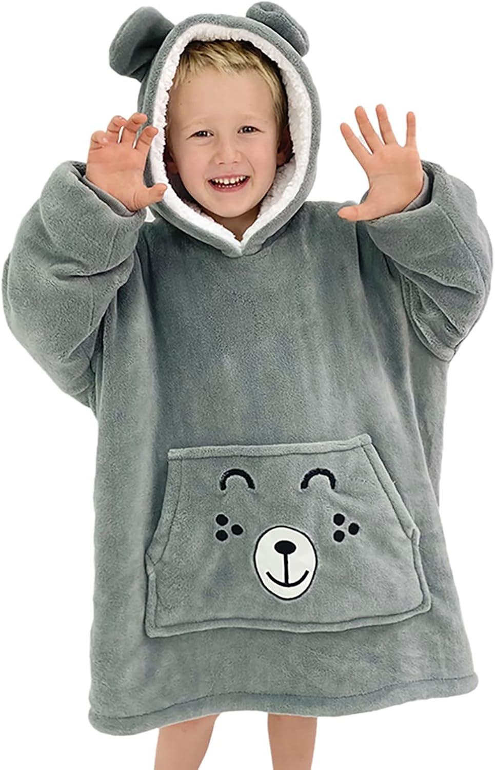 Wearable Blanket Kids 3-10yr, Fun Animal Kids Blanket Hoodie, Hooded Sweatshirt, Oversized Comfy Hoodie Boys, Girls, Toddlers