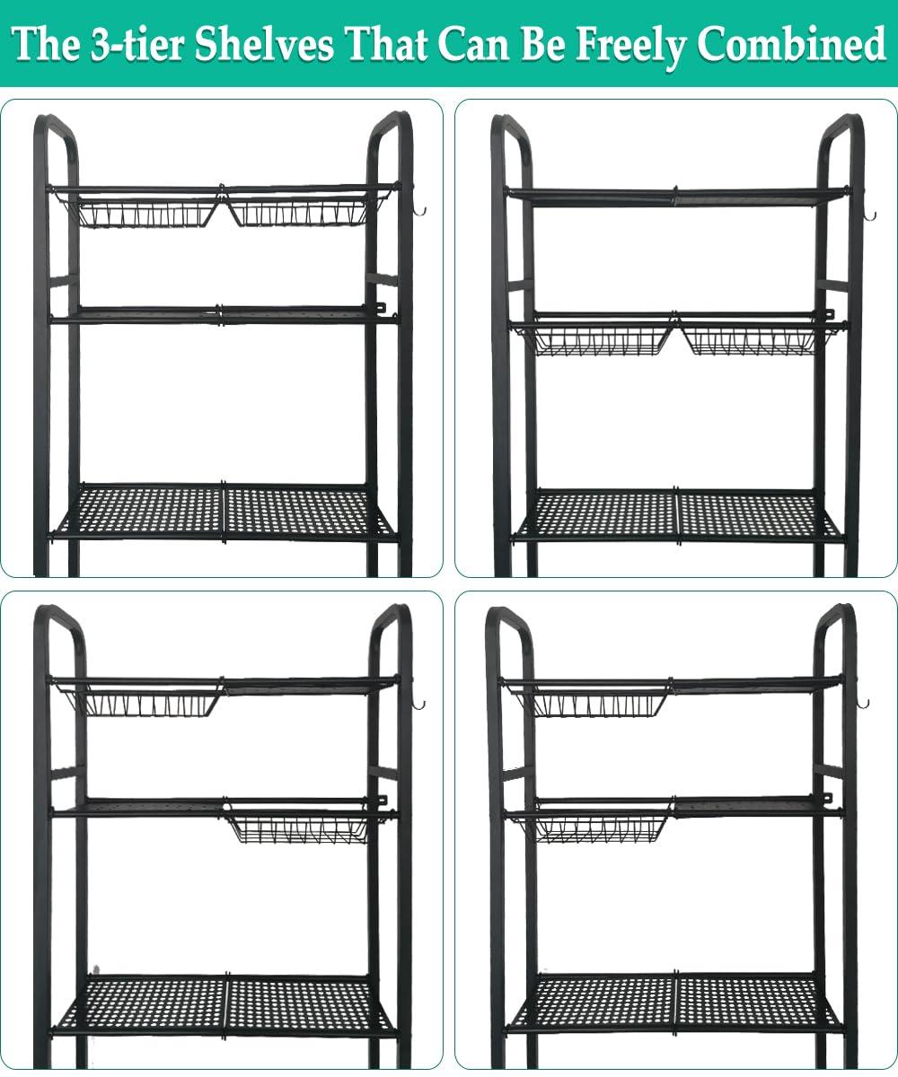 Over The Toilet Storage Shelf For Bathroom, 3-Tier Above Toilet Rack Bathroom Organizer With Adjustable Shelves And Hanging Hooks, Easy To Assemble & Space Saving, White
