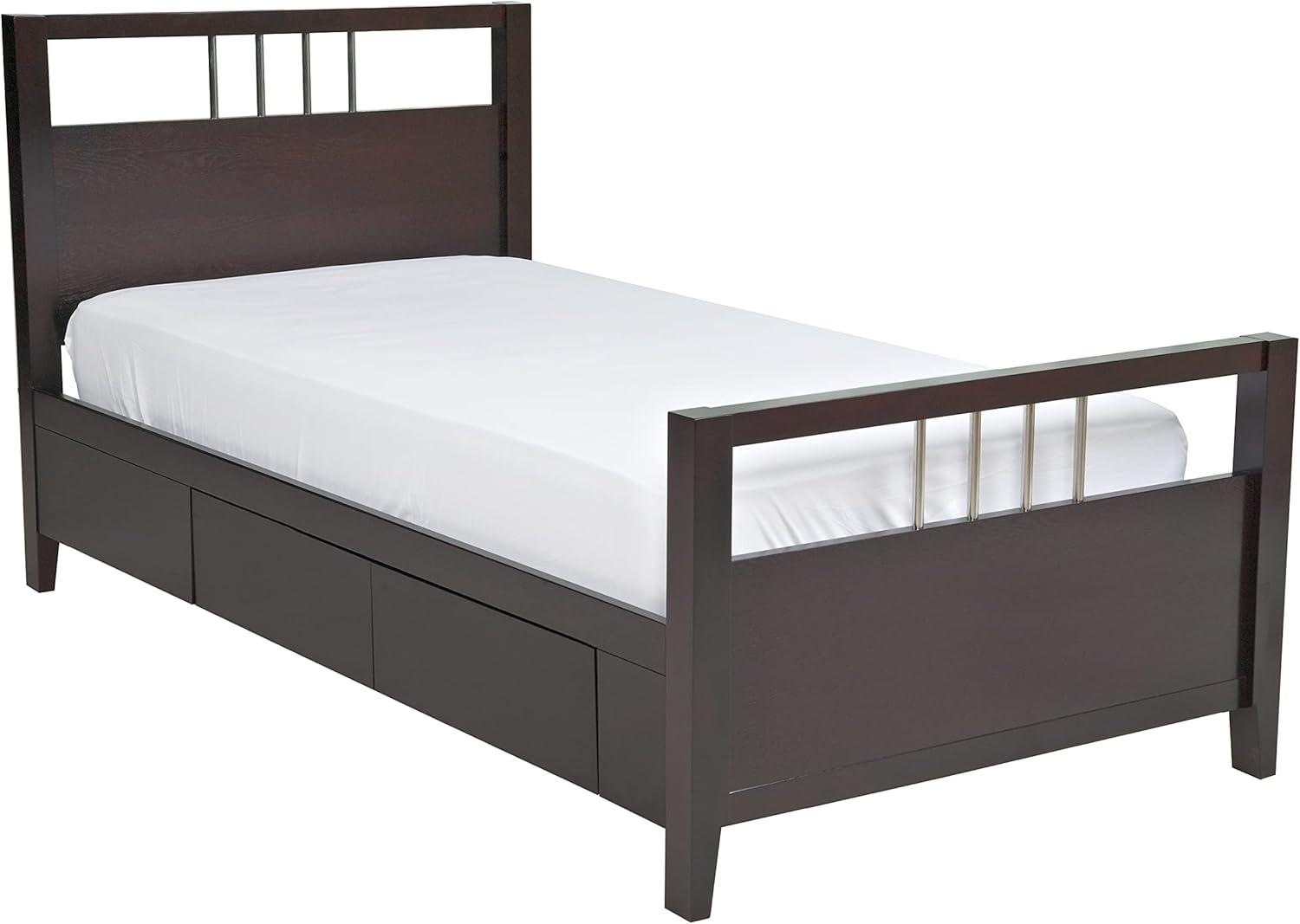 Modus Furniture Solid Wood 2-Side Storage Bed, King, Nevis - Espresso