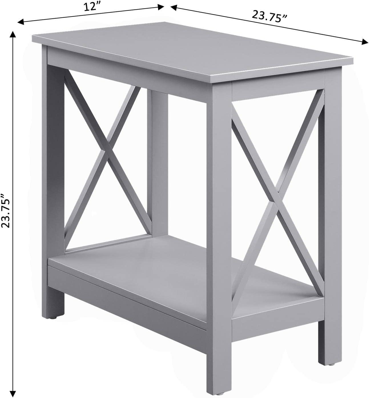 Convenience Concepts Oxford Chairside End Table with Shelf in Gray Wood Finish