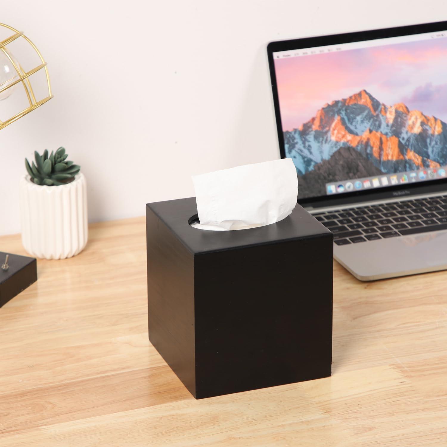 Hokku Designs Square Camphorwood Tissue Box Cover, Bottom Can Slide Out, Suitable For Bathroom, Bedroom, Dining Table, Office
