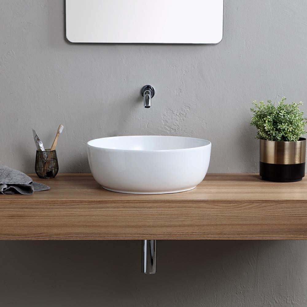 Scarabeo By Nameeks 15.4'' Glossy White Ceramic Circular Bathroom Sink with Overflow