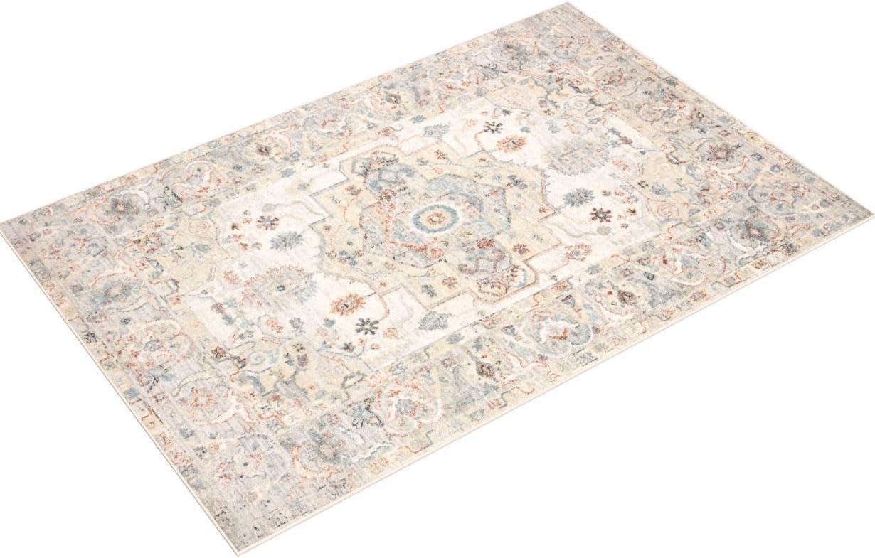 Odette Ivory and Multi Polyester Rectangular Accent Rug