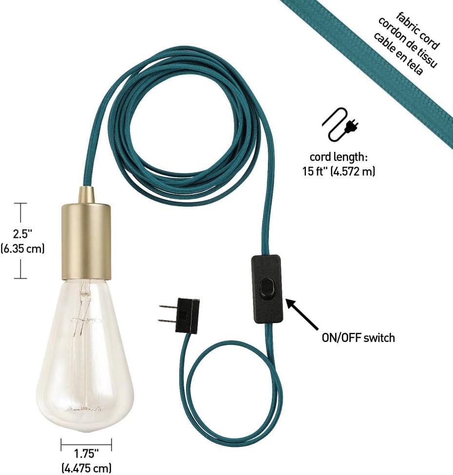 Globe Electric Leila 1-Light Brass Plug-In Pendant, 65980
