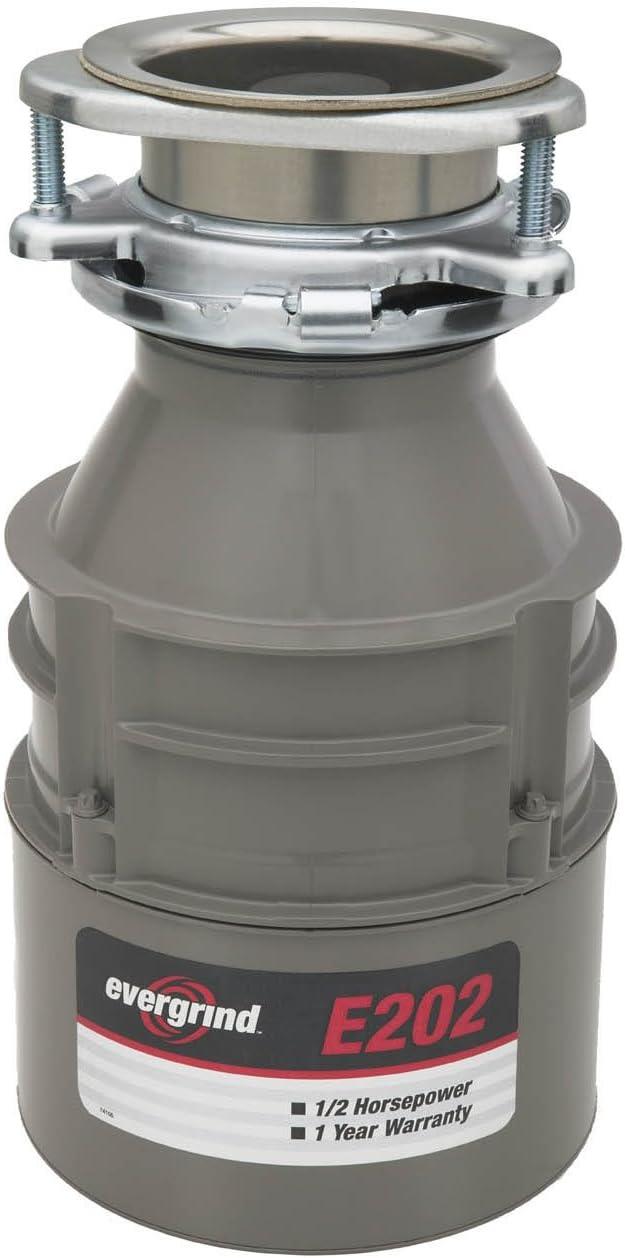 InSinkErator E202W-C 6.375 in. Evergrind Single Phase Continuous Feed Food Waste Disposer with 0.5 HP Enamel Power Cord in Waterborne Grey