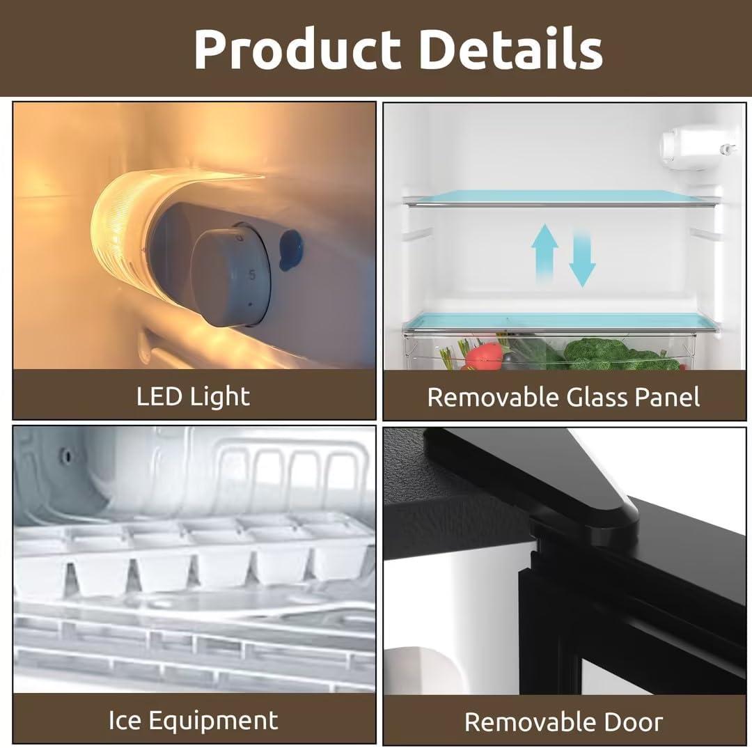 BANGSON 3.2 CU.FT, 2 Door Small Refrigerator with Freezer