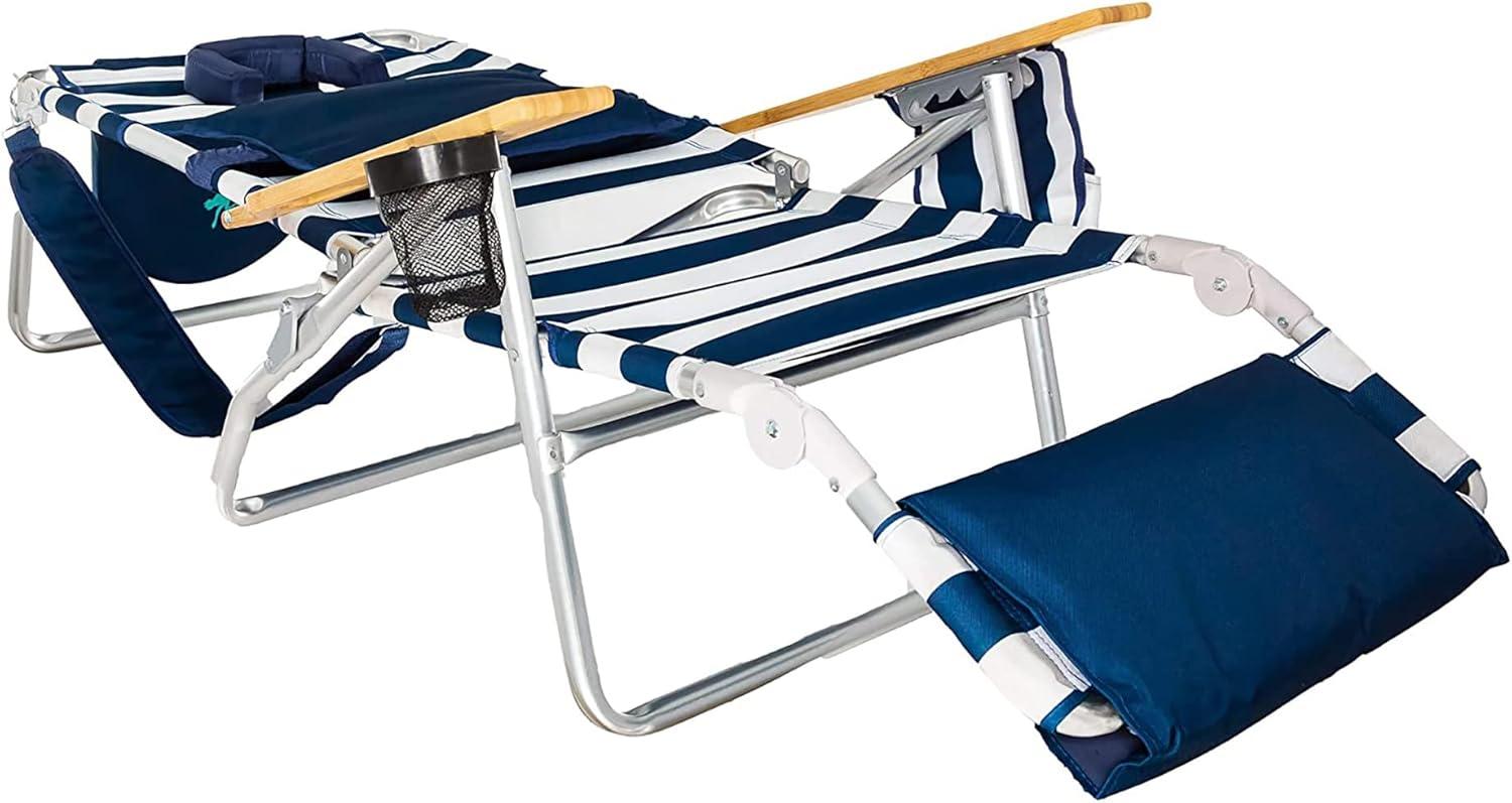 Ostrich Deluxe Padded Lightweight Portable Adjustable Outdoor Reclining Folding Chair with Footrest
