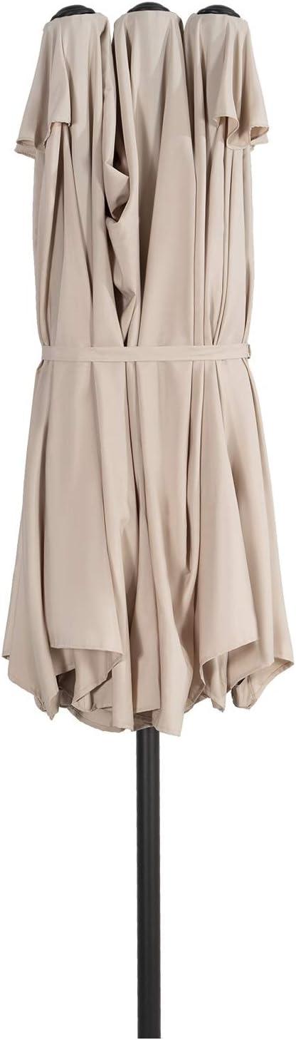 WestinTrends 15 x 9 Ft Double Sided Outdoor Twin Patio Market Table Umbrella, Beige