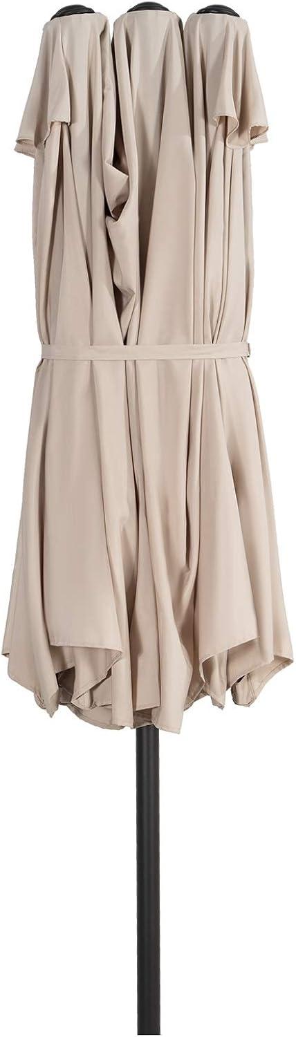 WestinTrends 15 x 9 Ft Double Sided Outdoor Twin Patio Market Table Umbrella, Beige