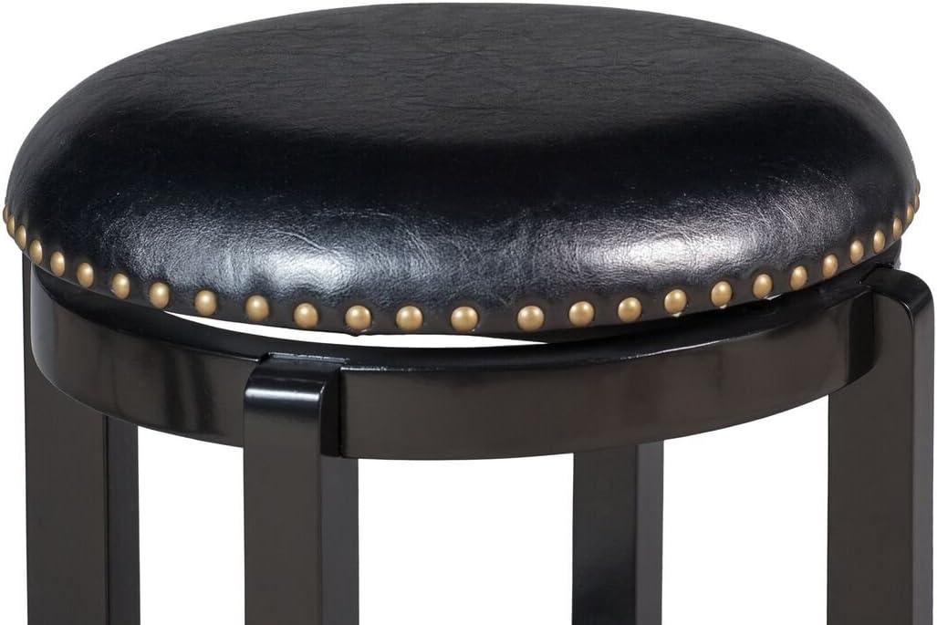 Cordova 24-Inch Black Swivel Backless Stool with Faux Leather Seat