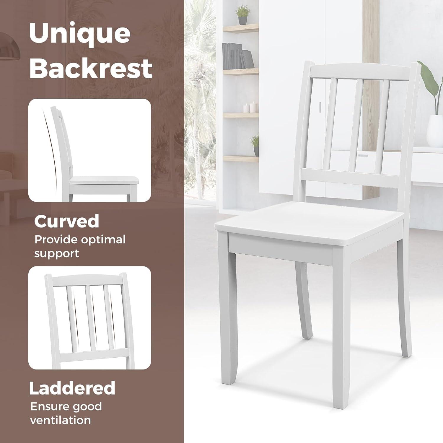 Set of 4 Camden Wood Slat Back Dining Chairs White - Buylateral: Rubberwood, No Tools Assembly