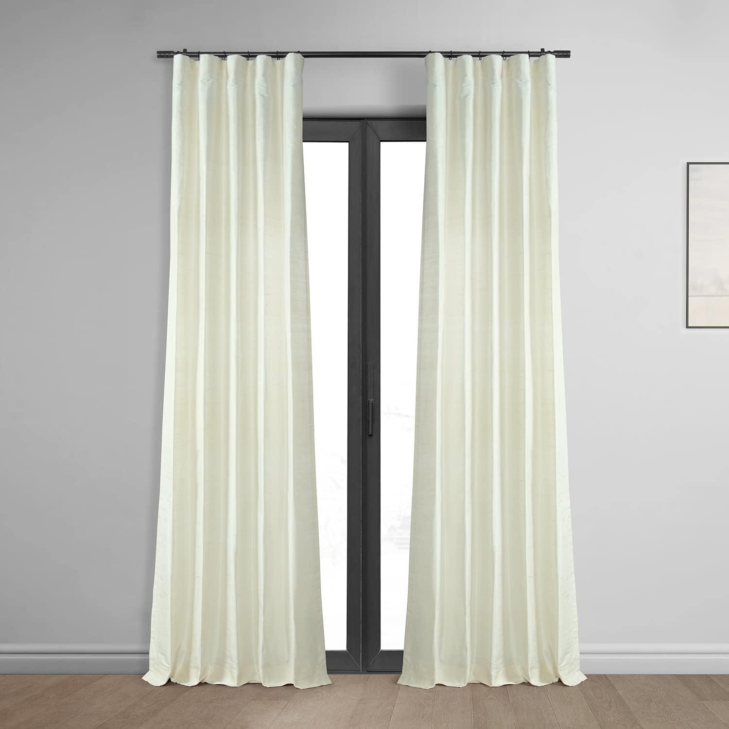 Pearl White Faux Silk Room-Darkening Curtain Panel 50" x 96"