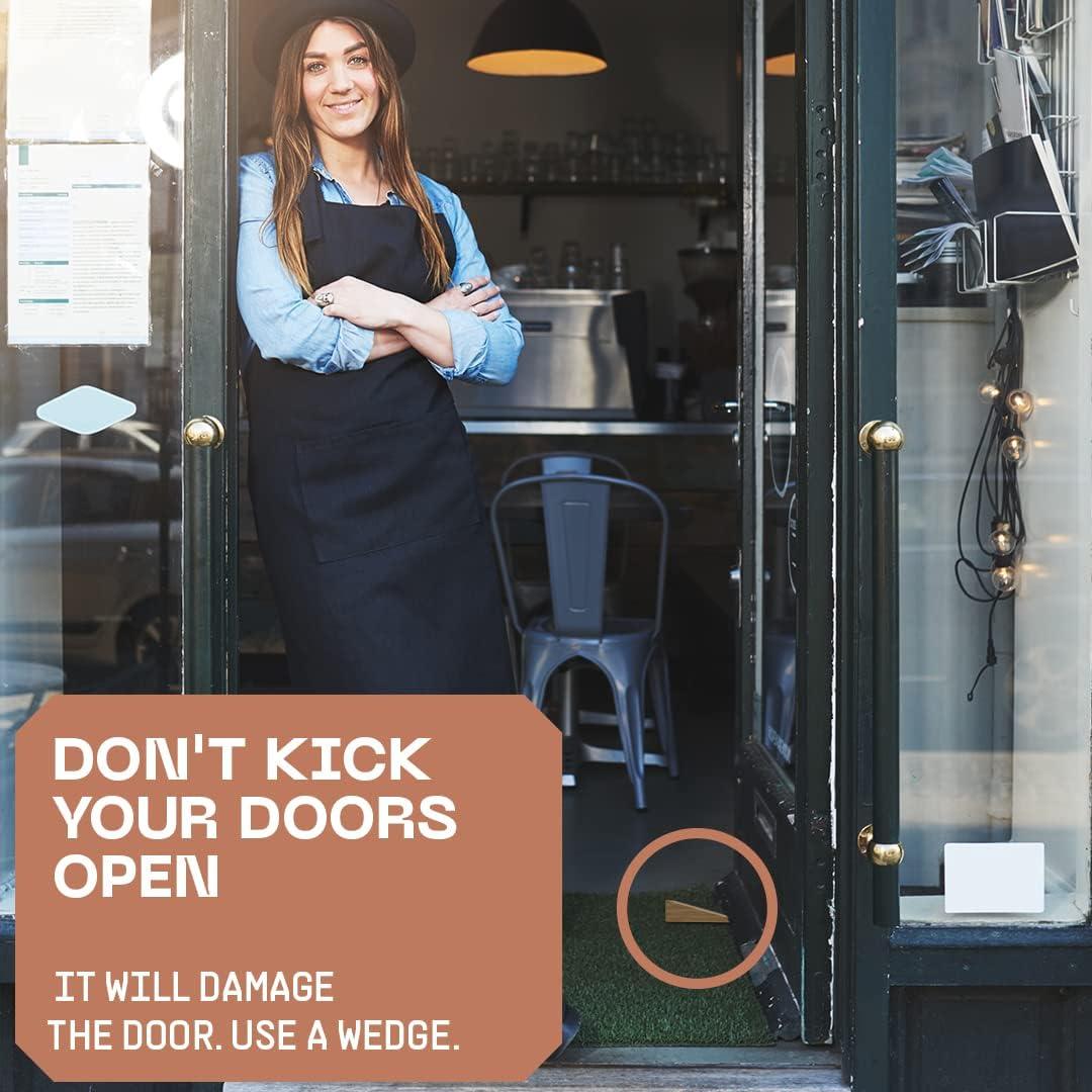 Wooden Door Stoppers - Handmade Acacia Wood Door Wedge - Home Security Door Jammer for Bottom of Door - Suitable for All Floor Types - 3 Pack