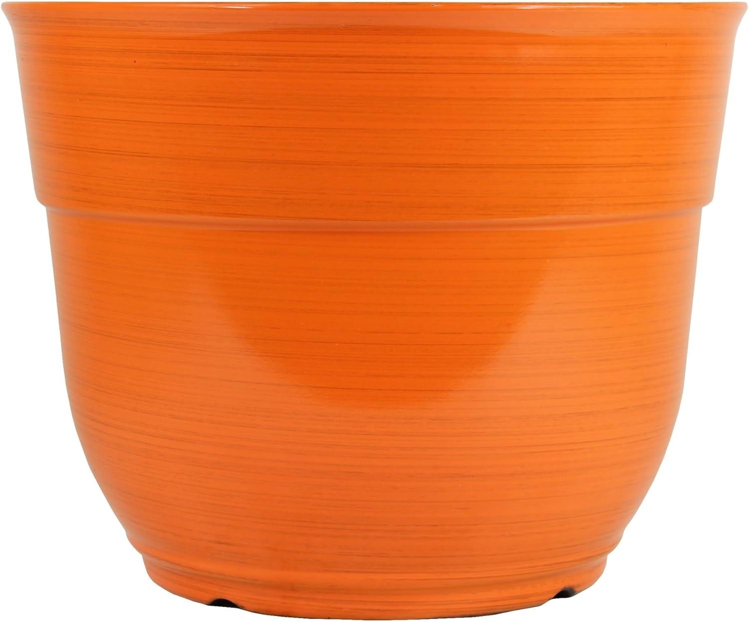 Garden Elements Indoor/Outdoor Glazed Brushed Happy Plastic Planter, Large, Bright Pink, 15"