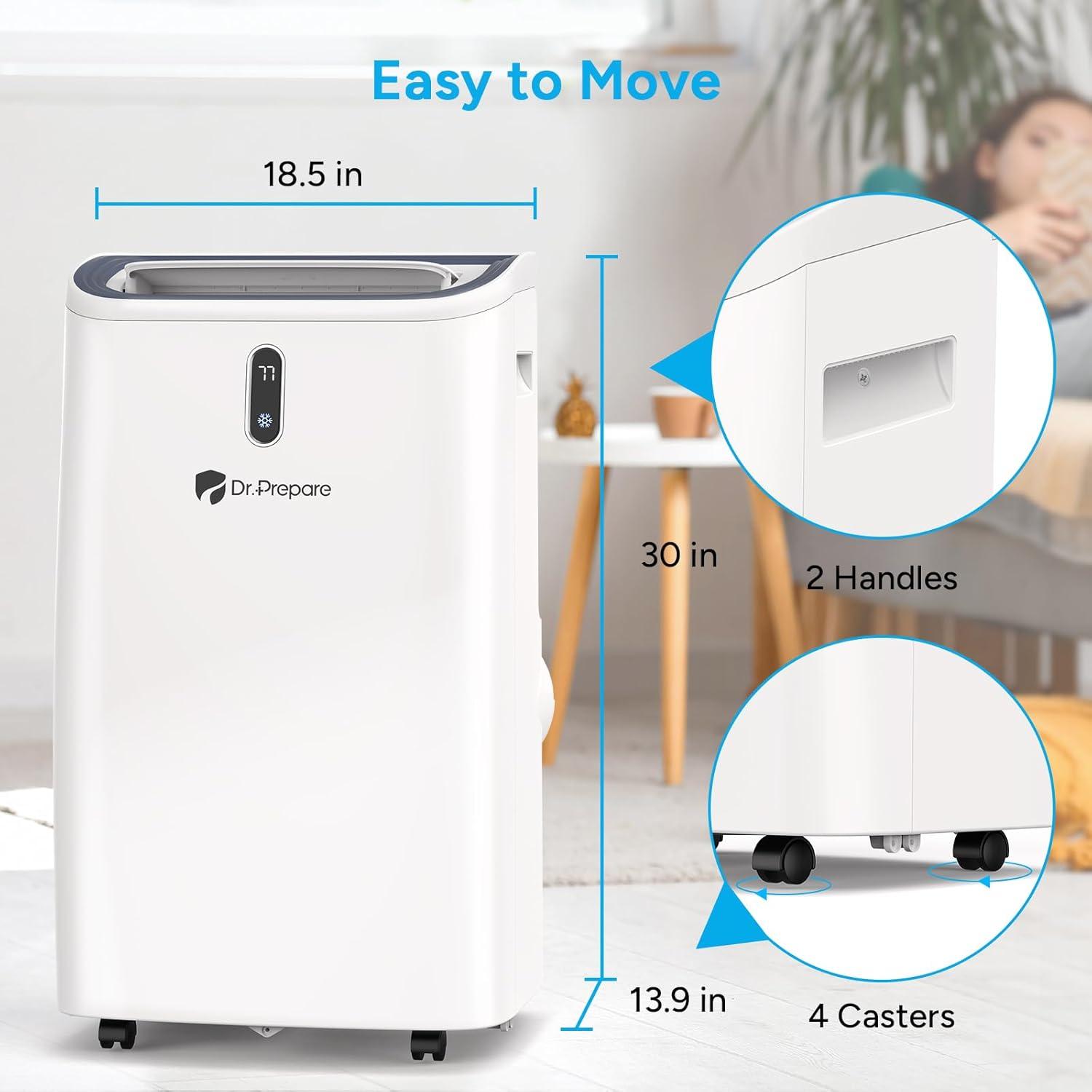 Dr. Prepare 14000 BTU Smart WiFi Portable Air Conditioner 700 Sq. ft, 4-in-1 AC Unit w/ Remote Control