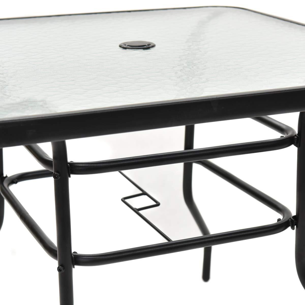 Lark Manor™ Aliyahna 32'' Patio Square Table Tempered Glass Steel Frame Outdoor Pool Yard Garden