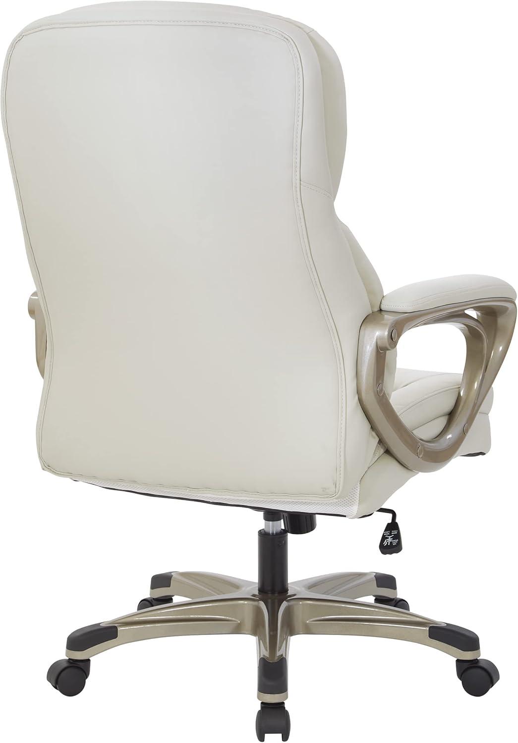 Executive Cream Bonded Leather Office Chair with Cocoa Coated Nylon Base