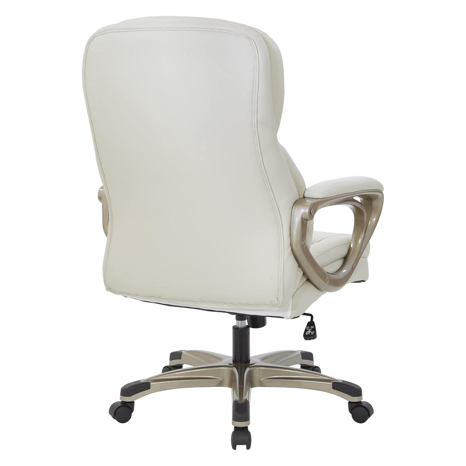 Executive Cream Bonded Leather Office Chair with Cocoa Coated Nylon Base