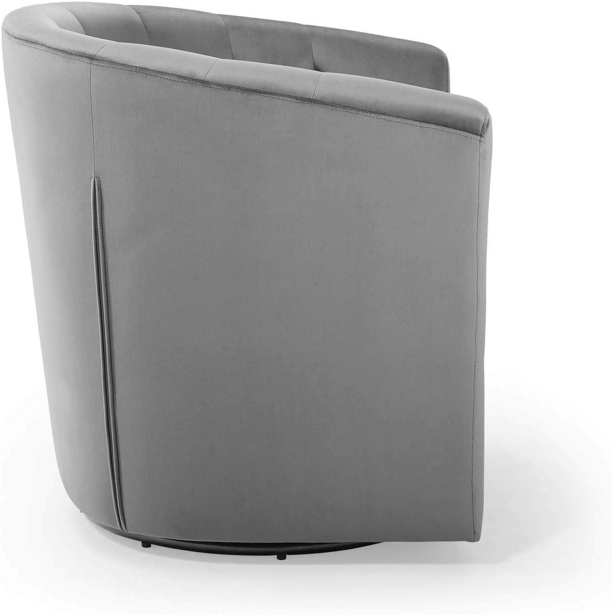 Modway Prospect Tufted Performance Velvet Swivel Armchair in Light Gray
