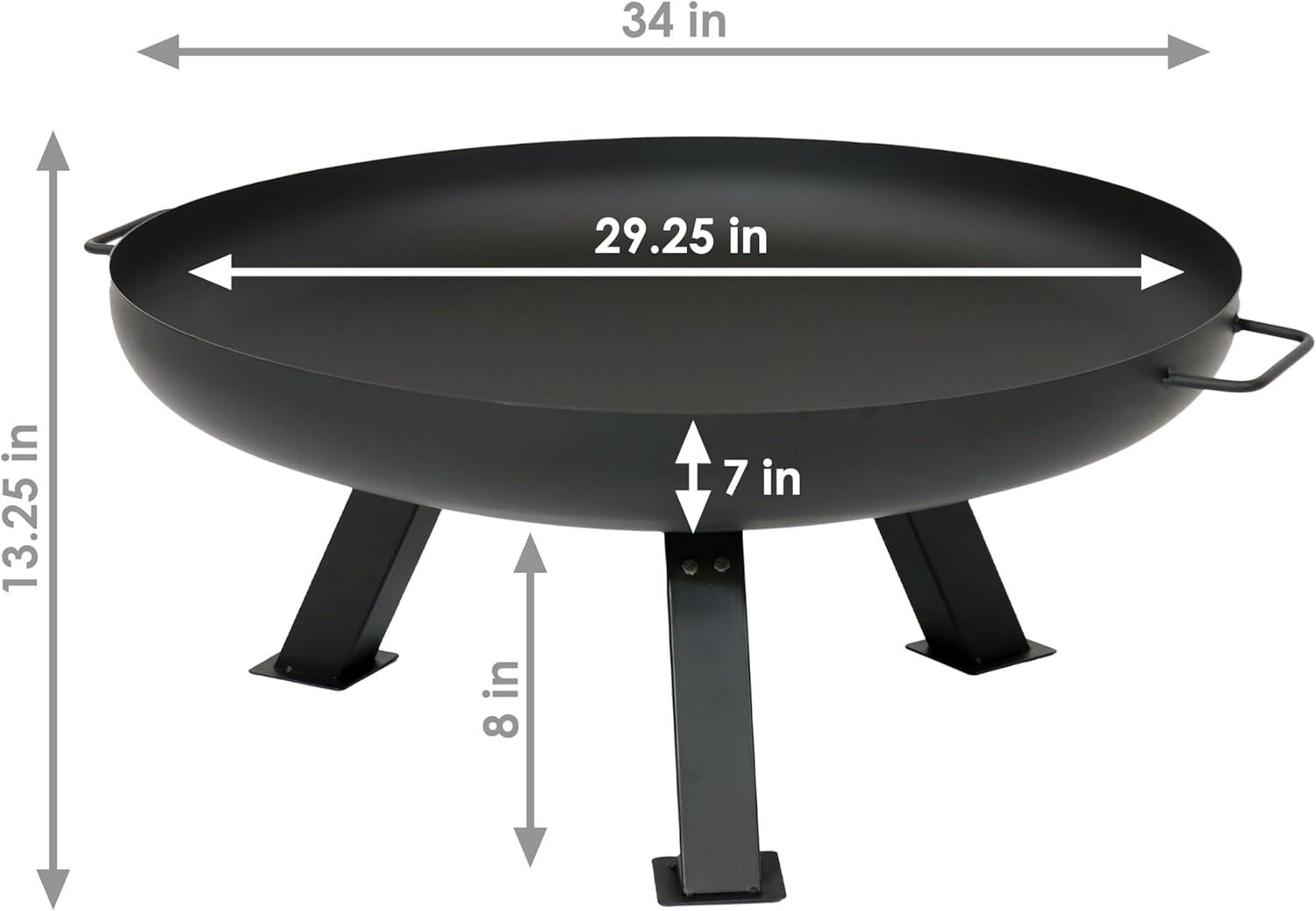 Rustic Black Steel Tripod Fire Pit Table with PVC Cover