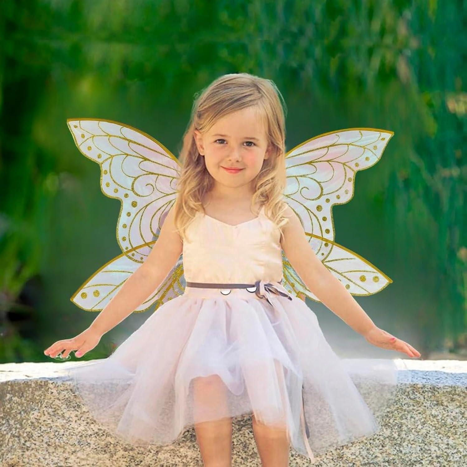 Amscan Glitter Gold Fairy Wings for Adults and Teens, Halloween Costume Accessory