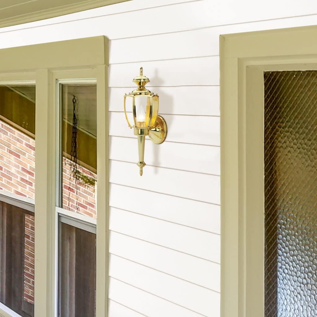 Colonial Charm Brass Outdoor Wall Lantern with Clear Glass