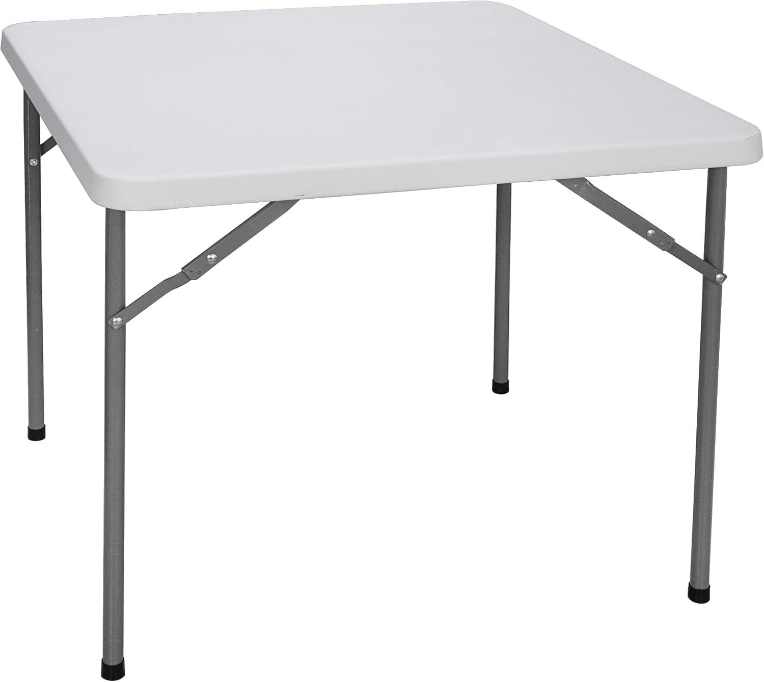 Drevy 3 ft Indoor Outdoor Heavy Duty Portable Plastic Folding Table, Square Card/ Utility Game Table for Puzzles Crafting Picnic Camping Dining Party, White