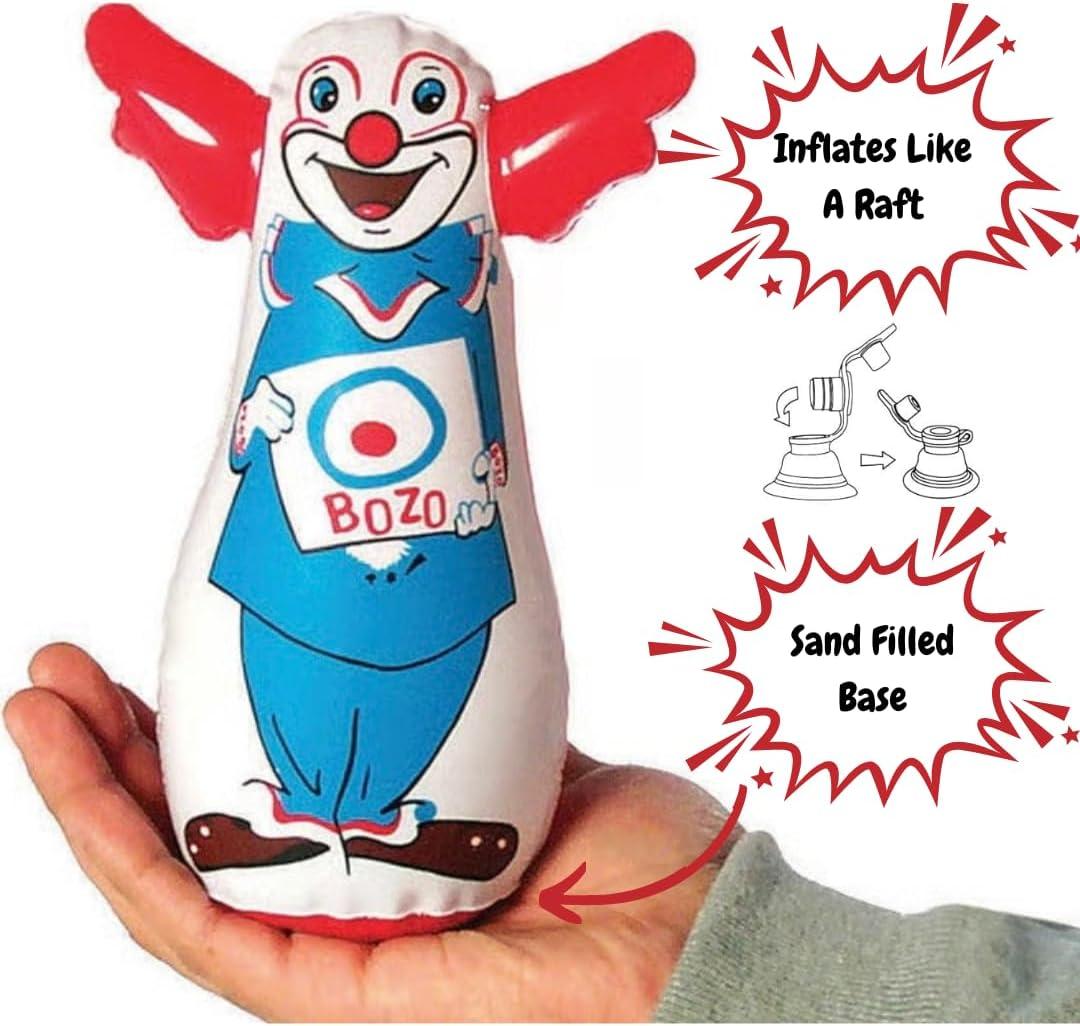 WARM FUZZY Toys - The Original Bozo The Clown Inflatable 3-D Bop Bag Works Great for Ages 3+ and at Home, in The Classroom or as an Energy/Stress Reliever