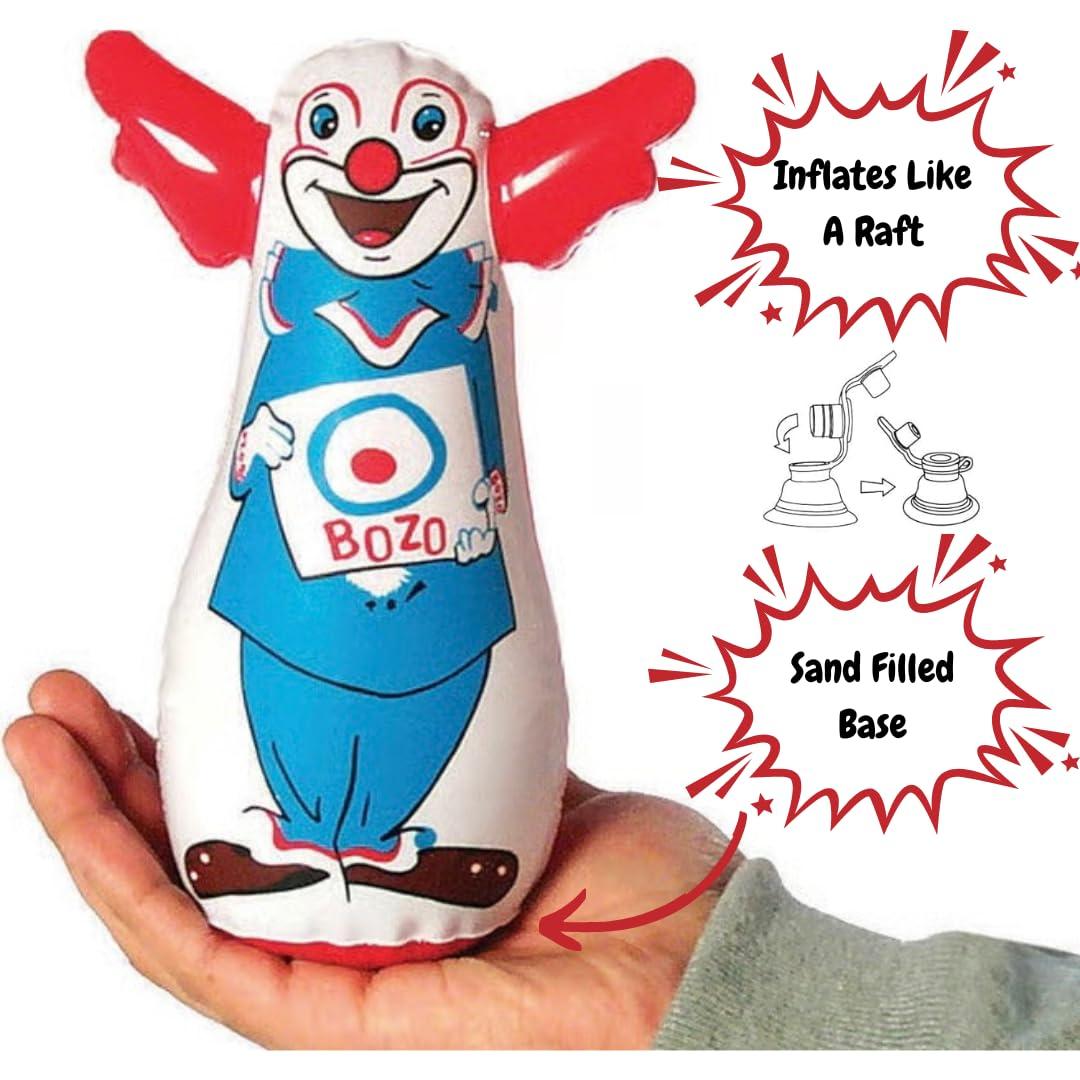 WARM FUZZY Toys - The Original Bozo The Clown Inflatable 3-D Bop Bag Works Great for Ages 3+ and at Home, in The Classroom or as an Energy/Stress Reliever