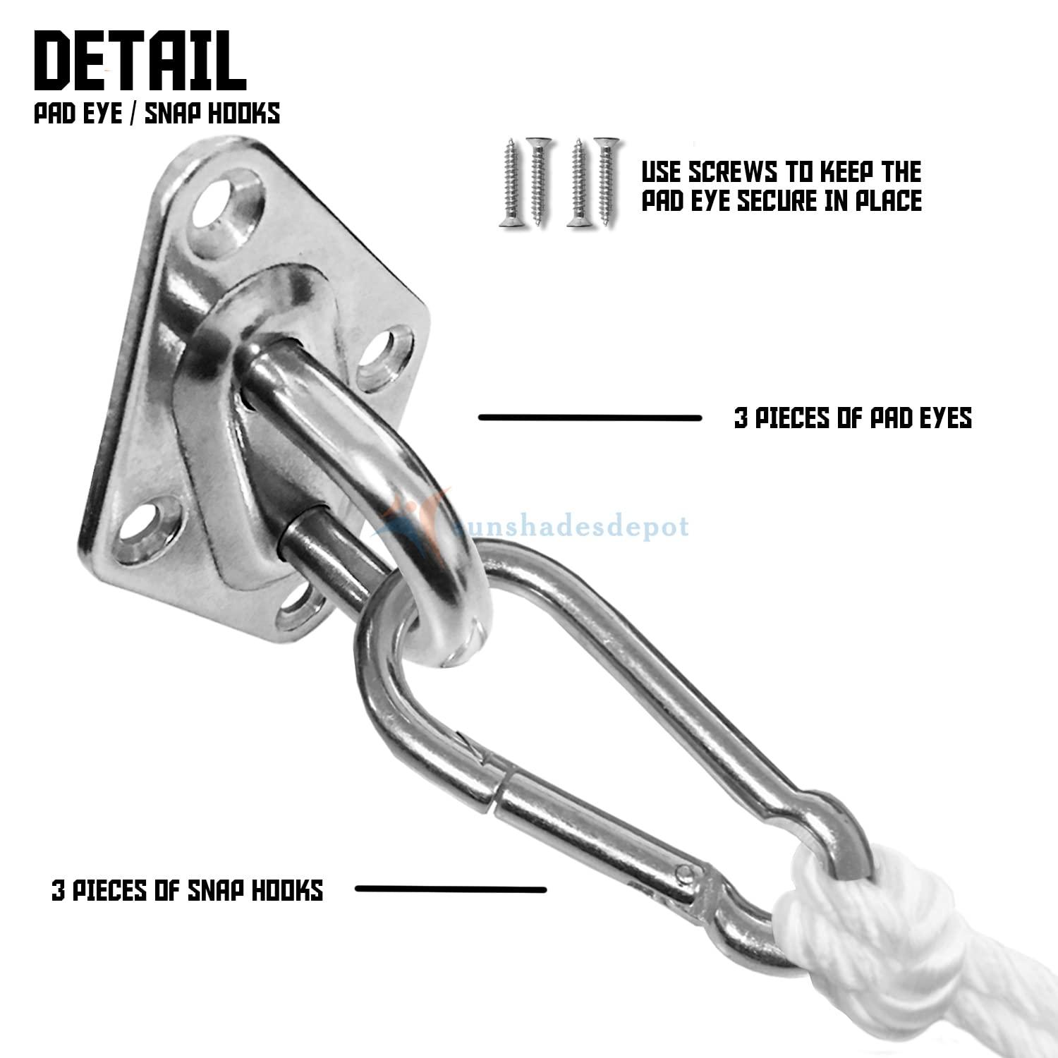Sun Shade Sail Hardware Kit - 8 Inch Stainless Steel Sunshades Canopy Installation Kit Install Outdoor Triangle Heavy Duty Shade Sails for Deck Garden Lawn Patio