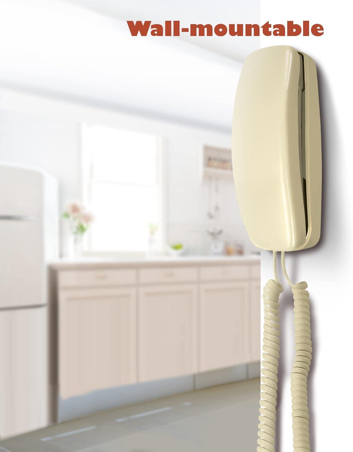 Beige Analog Corded Home Phone with Lighted Keypad